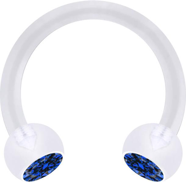 Actual product image Star Piercing Micro Circular Barbell transparent with two balls crystal dark blue (without brass)