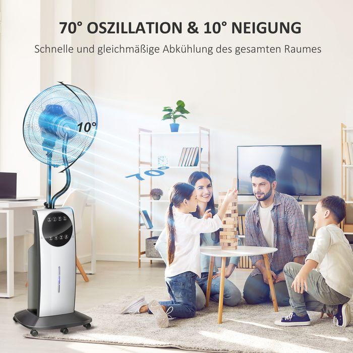 Produktbild Swisshandel24 Standventilator mit Sprühnebel 90W Kühlventilator, 3,1L Wassertank, 3 Luftmodi, Rollen, Fernbedienun