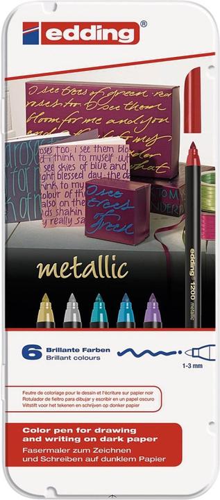 Produktbild Edding Fasermaler 1200 6er-Set (Silber, Violett, Grün, Gold, Blau, Rot, 6 x)