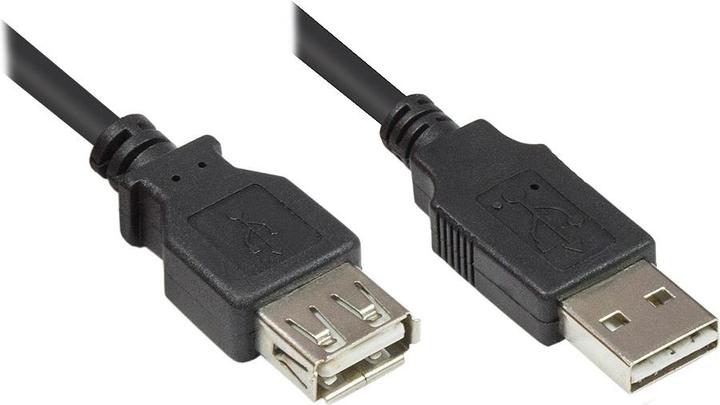 Produktbild Good Connections Verlängerungskabel USB 2.0 EASY Stecker A an Buchse A, schwarz, 0,5m, ® (0.50 m, USB 2.0)