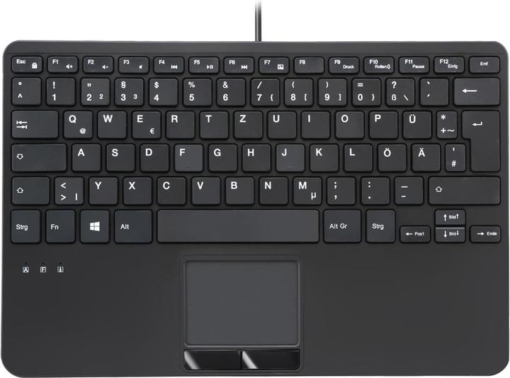 Image du produit Perixx PERIBOARD-525 FR B, mini clavier USB filaire avec touchpad, touches ciseaux, 2 ports USB intégrés (DE, Filaire)