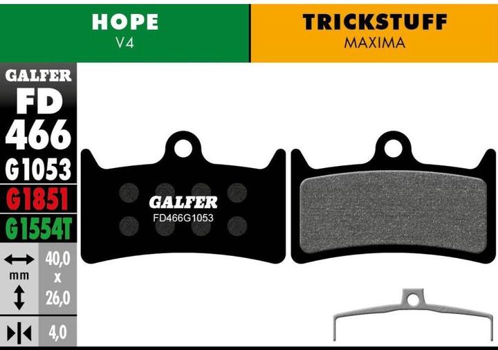Actual product image Galfer Bike Standard brake pads (Hope, Organic (Resin))