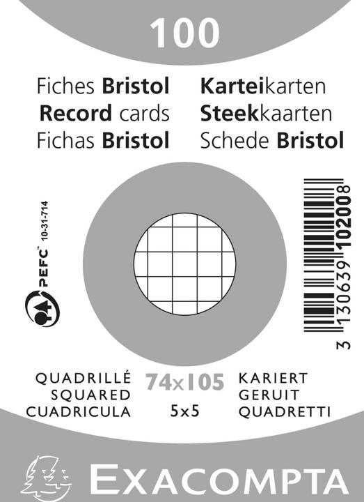 Image du produit Exacompta Fiches (74 x 105 mm, 205 g/m², 100 x)