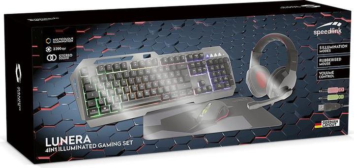 Produktbild Speedlink LUNERA Kabelgebunden, USB Gaming-Tastatur, Maus-Set Beleuchtet, Multimediatasten Deutsch, QWERTZ, Wi (DE, Kabelgebunden)