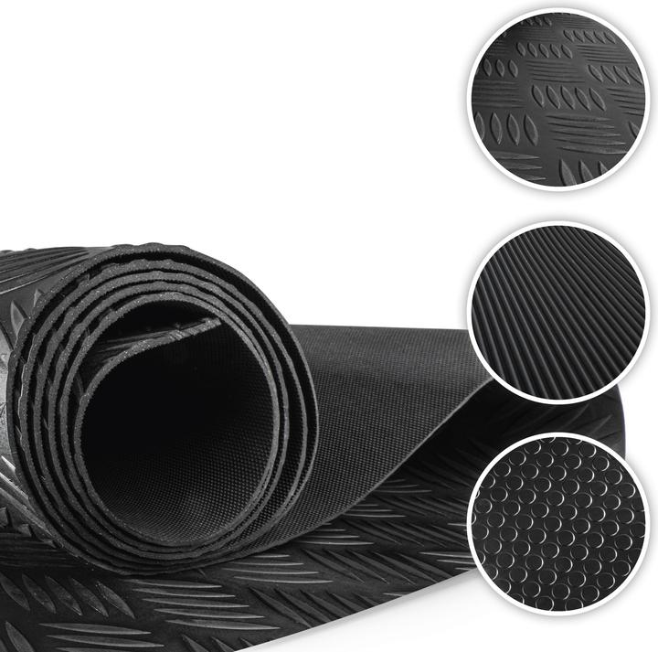 Produktbild Walser Gummimatte Odin, zuschneidbare Meterware geriffelt 10x1 m schwarz