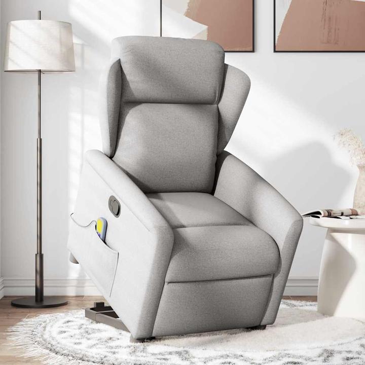 Actual product image VidaXL Massage chair with stand-up aid Cloud grey fabric