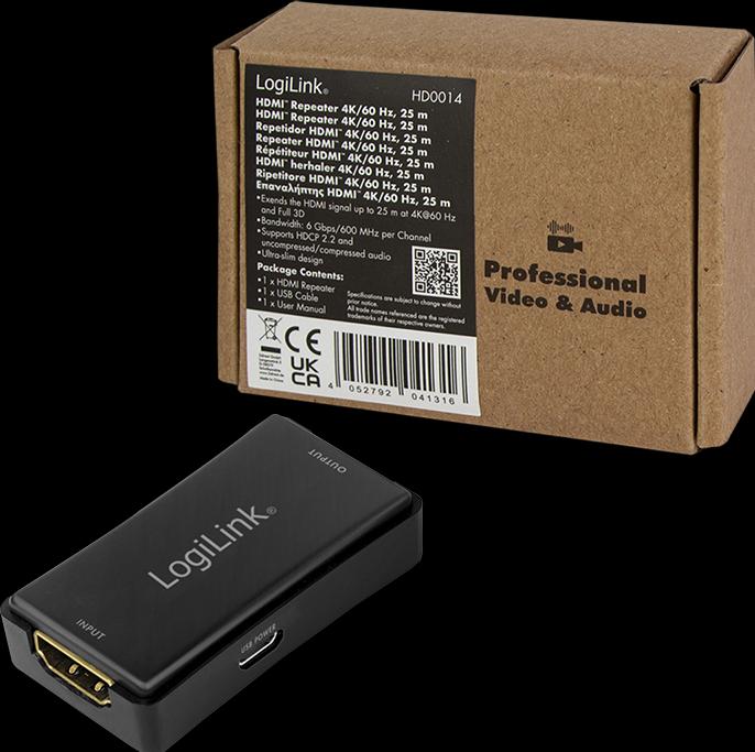 Actual product image LogiLink 4K HDMI Repeater, 25 m