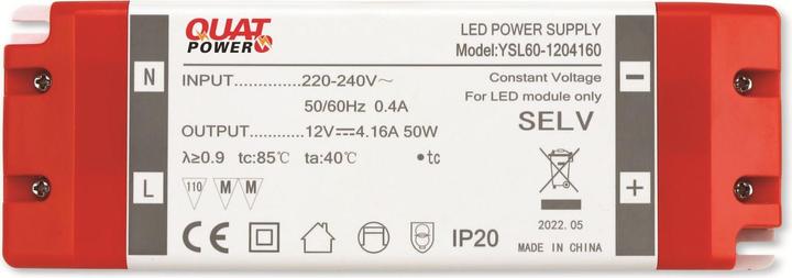 Produktbild QuatPower LED-Schaltnetzteil YSL60-1204160, 12 V-, 50 W (50 W)