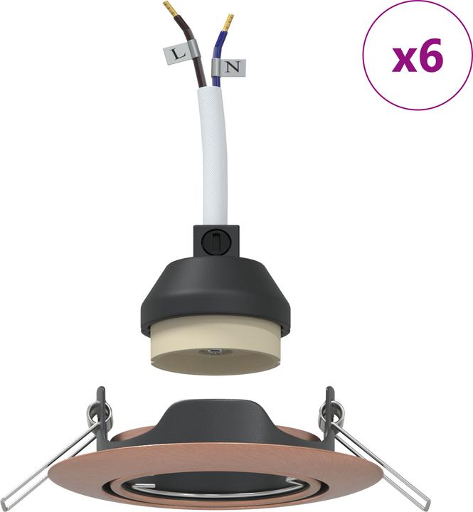 Immagine prodotto VidaXL Set di 6 lampade da soffitto a incasso in rame da 9 cm rotonde (GU10)