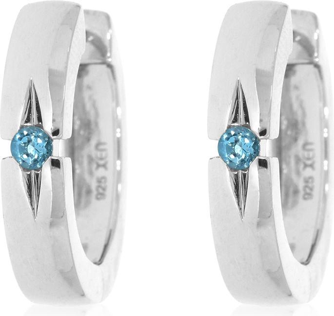 Xen Creolen mit Swiss Blue Topas ca. 0,32 ct. rhodiniert (925 Sterling Silber)