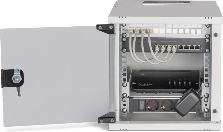 Produktbild Digitus 10" Netzwerk-Set, 6HE Wandgehäuse und Zubehör, gr SOHO PRO Version (6 HE, 10 Zoll Rack)
