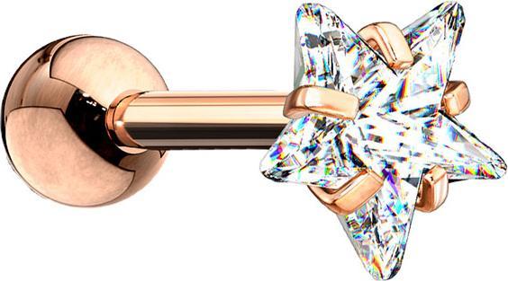 Immagine prodotto Star Piercing Micro bilanciere in oro rosa con sfere e stelle di cristallo (senza ottone)