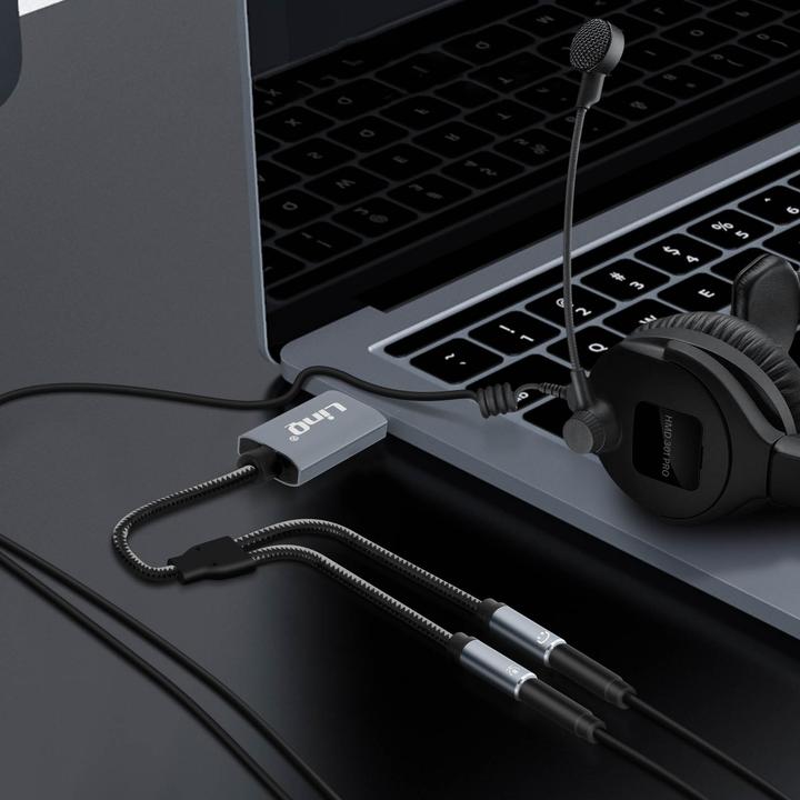 Actual product image LinQ USB / 2x 3.5mm jack adapter U3532 (3.5mm jack, 3.5mm jack)