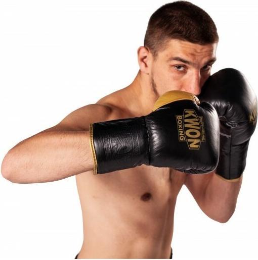 Actual product image Kwon Professional Boxing Leather boxing gloves with laces (10 OZ, 10)