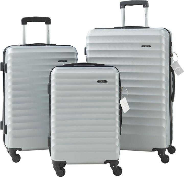 Immagine prodotto Pro-Tec Reisekoffer Pona 3er Set Hellgrau (100 l, Bagaglio a mano (fino a 50 litri), M (50 - 90l), L (90 - 115l))