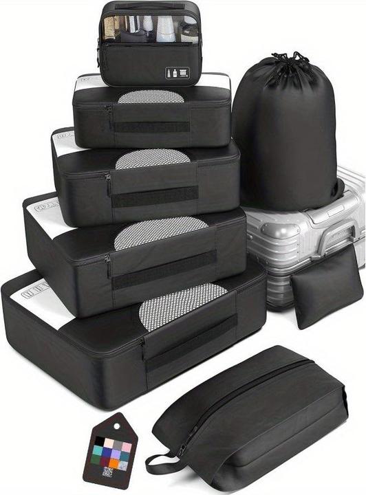 Only-Bags.Store 8er Packwürfel-Set - Hochwertiger Polyester-Gepäck-Organizer mit Taschen für Wäsche