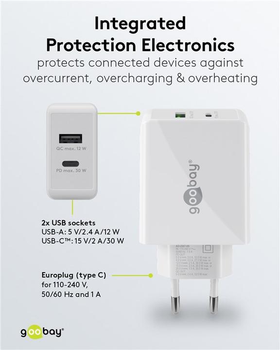 Produktbild Goobay Dual USB Schnellladegerät (30 W)