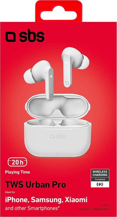 Immagine prodotto SBS Cuffie Urban Pro True Wireless Stereo (TWS) In Ear Call/Music Bluetooth Bianco (4 h, Senza fili)