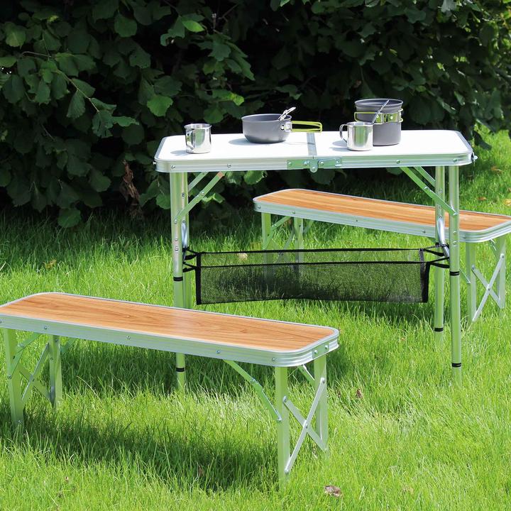 Actual product image Toboli Aluminium Camping Table White 80x40cm Adjustable in Height to 70/56/44/33cm Folding Table