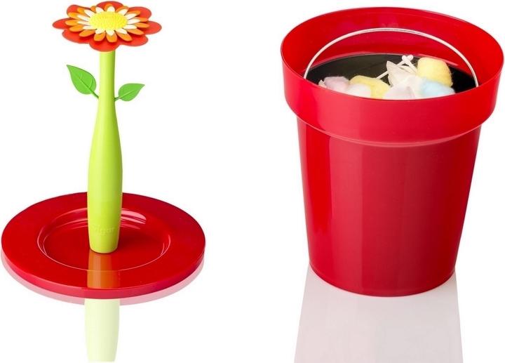 Produktbild Vigar Kosmetikeimer Flower Power 3 l, Grün/Rot (3 l)
