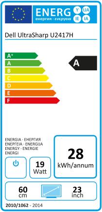 Energie-Label Dell UltraSharp U2417H (1920 x 1080 Pixel, 24")