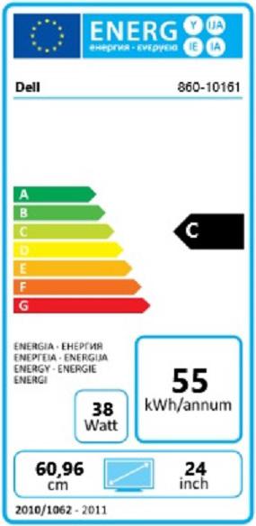 Label énergétique Dell UltraSharp U2412M (1920 x 1200 pixels, 24")