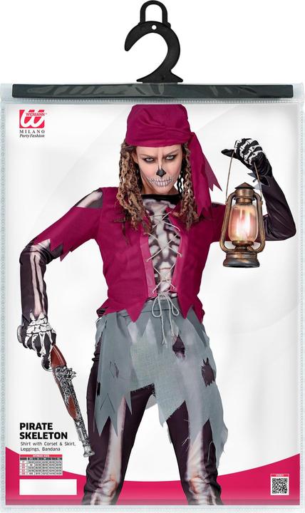 Image du produit Widmann Squelette de pirate costume femme chemise avec corset et jupe, leggings, foulard (L)