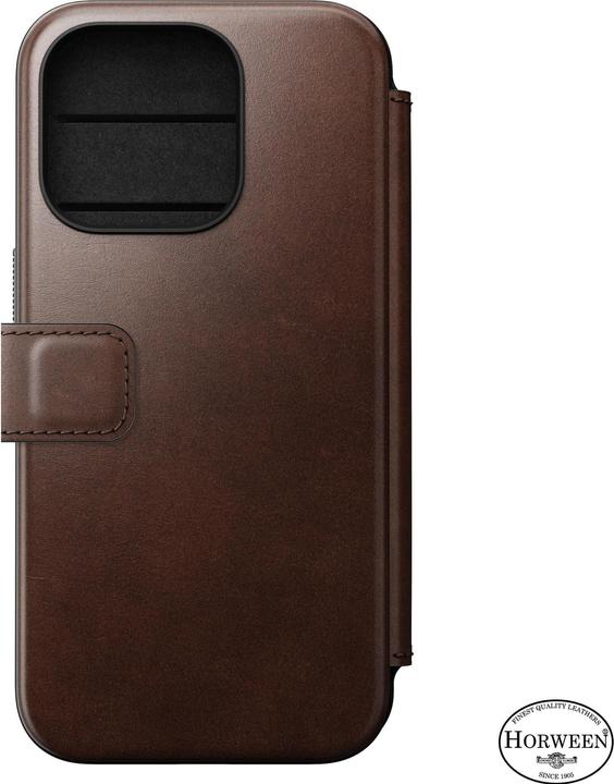 Actual product image Nomad Modern Horween Leather Folio iPhone 15 Pro Rust Brown (Apple iPhone 15 Pro)