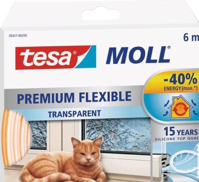 Produktbild tesa tesamoll PREMIUM FLEXIBLE Silikondichtung, selbstklebend, zum Isolieren von Fenstern und Türen (0.15 kg, Transparent)