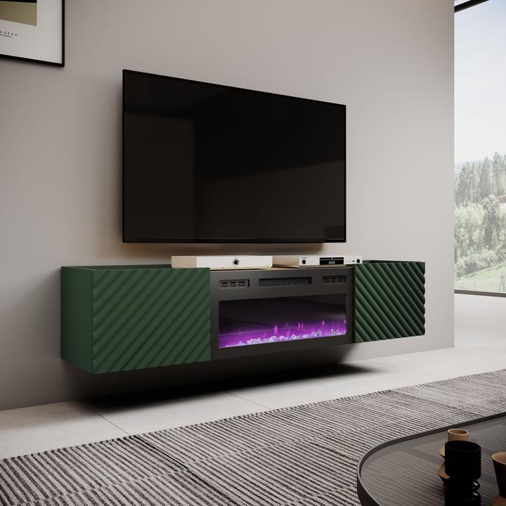 Produktbild Cama RTV-Schrank mit Elektrokamin ONDA 180 5x40xH58 39 grün (stehend oder wandmontiert)