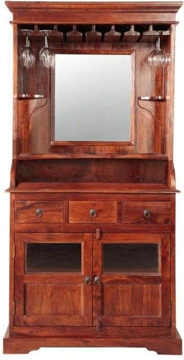 Produktbild Floki24 Barschrank im Kolonialstil, Akazie 97x52x193 OXFORD - dunkelbraun