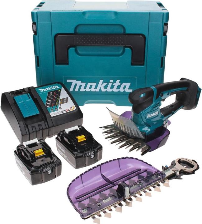 Produktbild Makita DUM 604 RTXJ Akku Grasschere 18 V mit Gras- und Strauchscherblatt + 2x Akku 5,0 Ah + (Akkubetrieb)