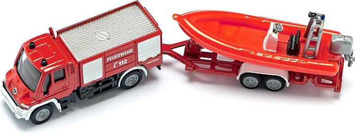Produktbild Siku Unimog Feuerwehr mit Boot