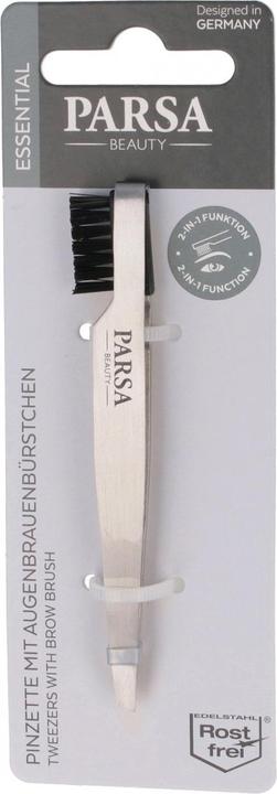 Immagine prodotto Parsa Beauty Pinzetta Parsa 2in1 con pennello per sopracciglia, argento
