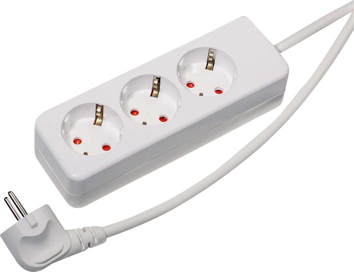 Actual product image Gebro 106144 Multiple socket outlet 3gang white earthing contact 1 pc. (3 x, CEE 7/3, 5 m)