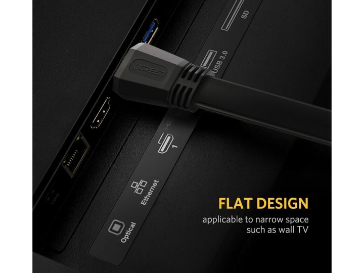 Image du produit Ugreen HDMI 2.0 bande plate 4K 1080p plaqué or (3 m, HDMI)