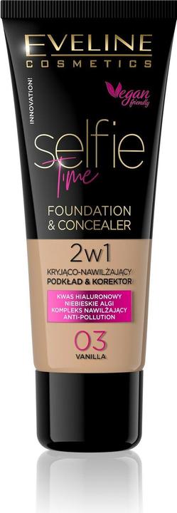 Actual product image Eveline Selfie Time Foundation & Concealer Covering, Moisturising Foundation and Concealer (03 Vanilla)