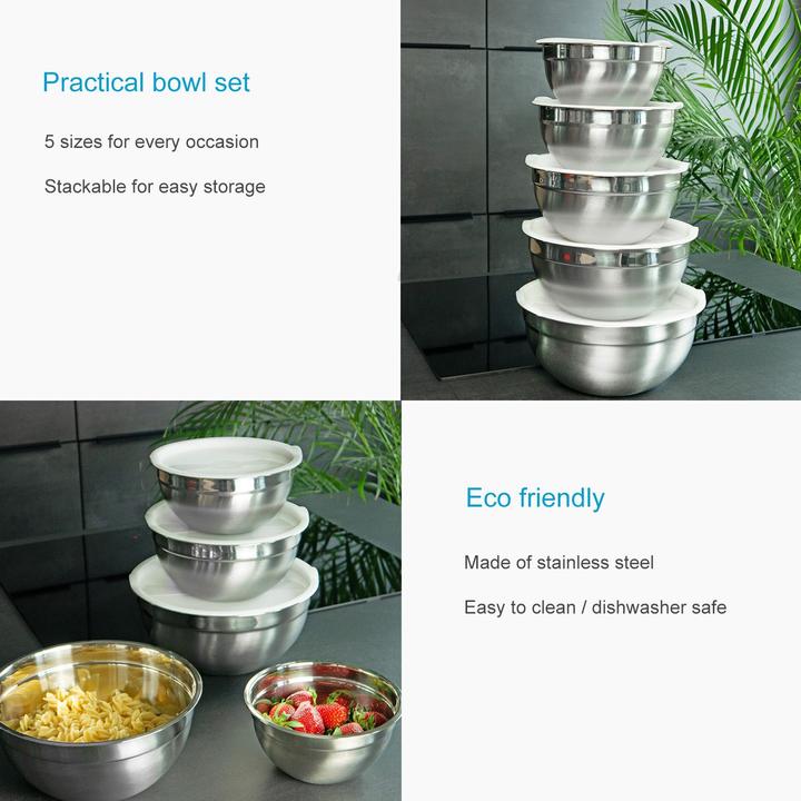 Actual product image Intirilife 5-piece Set Salad Bowls Mixing Bowls (26 cm, 5 x)