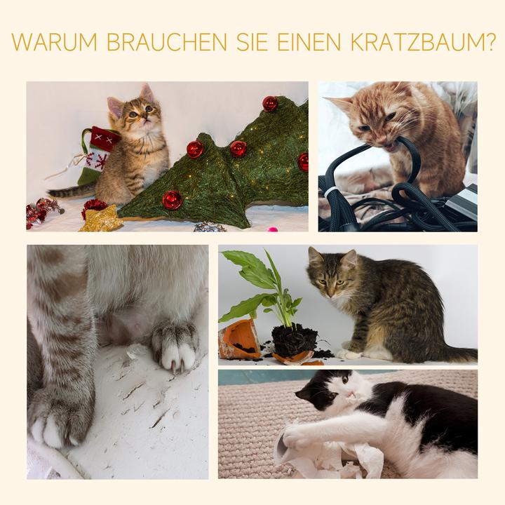 Produktbild PawHut Kratzbaum höhenverstellbar (260 cm, Beige)