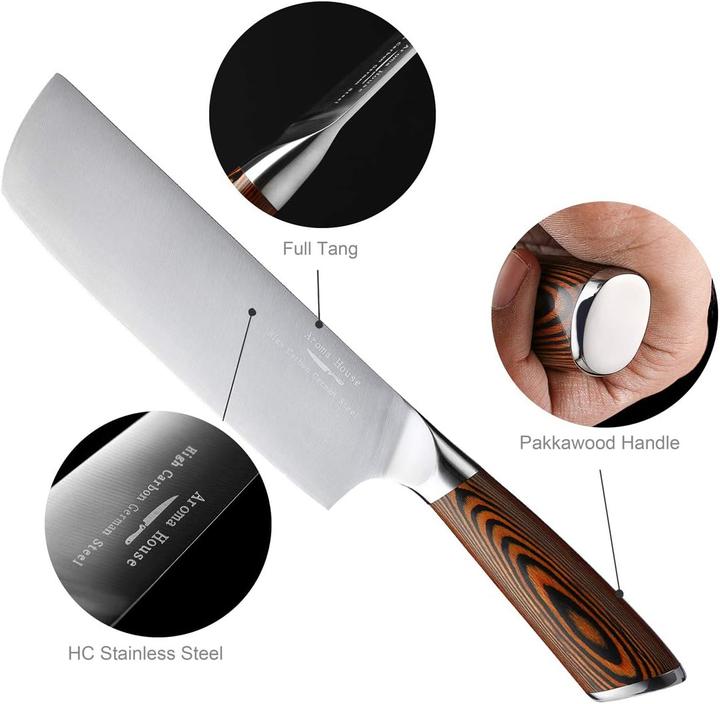 Actual product image Aroma House Nakiri Kochmesser für Rechts- und Linkshänder (18.50 cm)