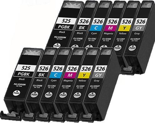Actual product image Hermex Compatible Canon Pixma MG8250 Ink Cartridges 12pcs (M, PGBK, Y, FC, GY, C)
