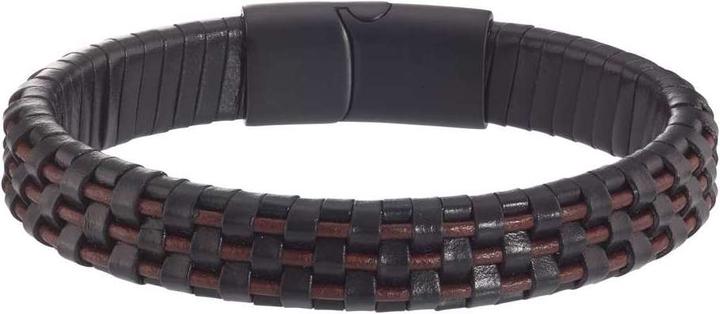 Bijouteria Lederarmband (21 cm, Edelstahl, Leder, PVD Beschichtung (schwarz))