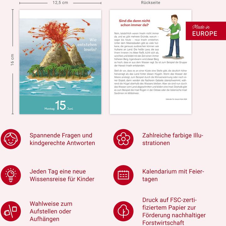 Image du produit Harenberg Kalender für clevere Kids Tagesabreisskalender 2026 (Allemand)