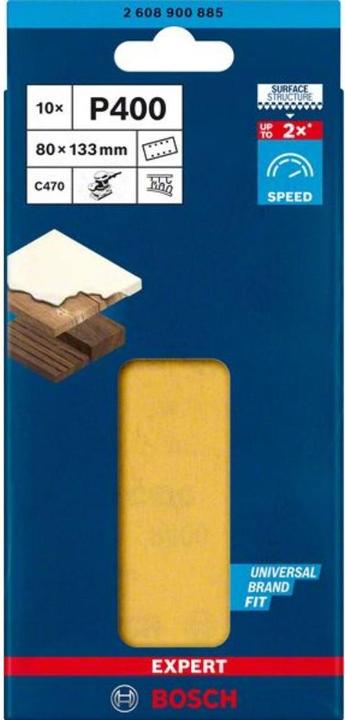 Produktbild Bosch Professional Zubehör EXPERT C470 Schleifpapier mit 8 Löchern für Schwingschleifer, 80 x 133 mm, G 400, 10-tlg. (400)