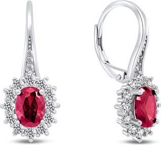 Brilio Silver - Luxury silver earrings with fuchsia zircons EA309WR