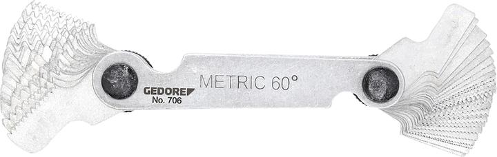Actual product image Gedore Thread gauge, 52 blades, For metric and Whitworth threads, Easy to read sizes (7 cm)