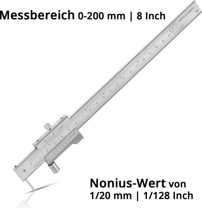 Actual product image Stahlwerk Caliper gauge Caliper gauge 0-200 mm DIN 862 with vernier (26.50 cm)