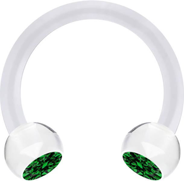 Produktbild Star Piercing Micro Circular Barbell transparent mit zwei Kugeln Kristall grün (ohne Messing, Acryl)
