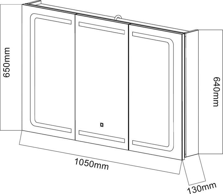 Produktbild SONNI Spiegelschrank mit Licht, 105 x 65 cm, Edelstahl, mit Steckdosen und Touchschaltern, kabellose