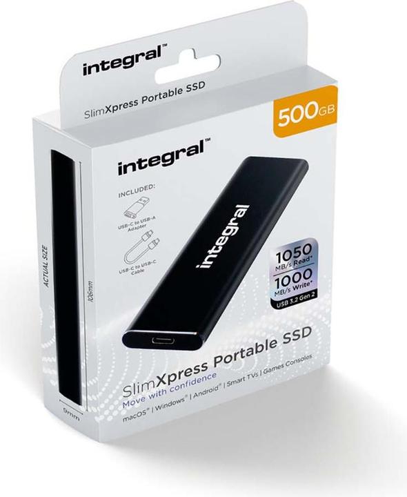 Actual product image SlimXpress Portable SSD 500 GB Black (0.50 TB)